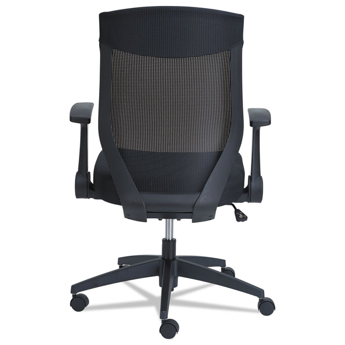 Alera EB-K Series Synchro Mid-Back Flip-Arm Mesh Chair, Supports Up to 275 lb, 18.5" to 22.04" Seat Height, Black