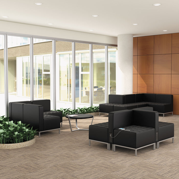 Alera QUB Series Ottoman, 26.38" x 21.5" x 17.5", Black