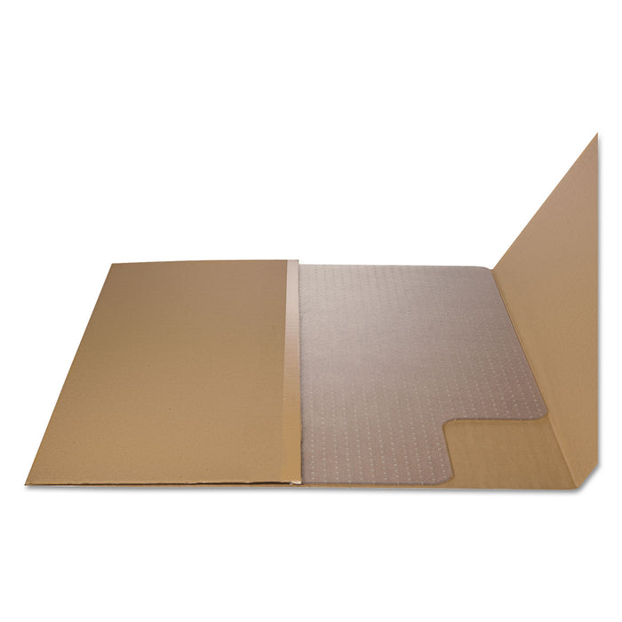 Occasional Use Studded Chair Mat for Flat Pile Carpet, 45 x 53, Wide Lipped, Clear