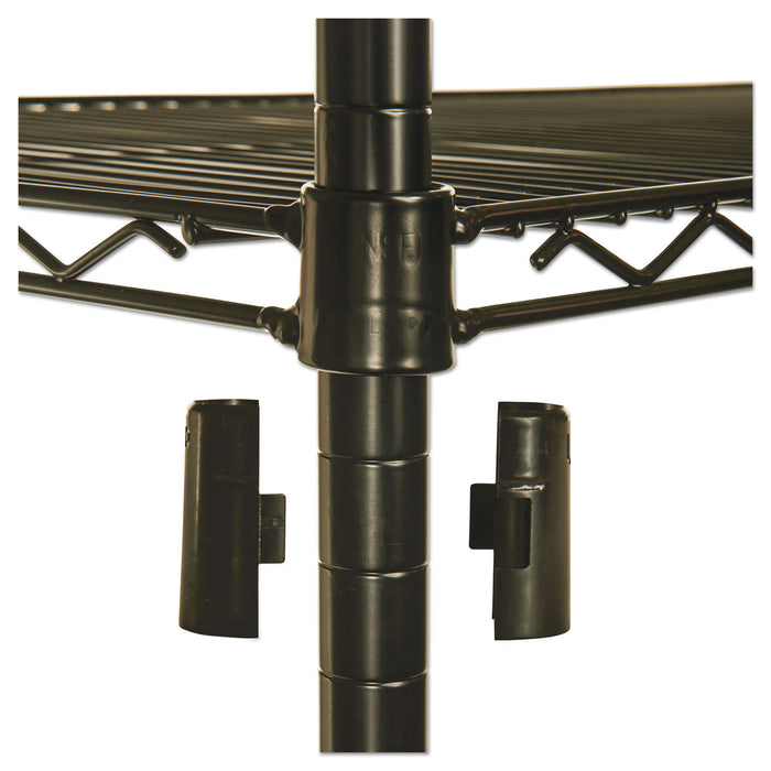 NSF Certified Industrial Four-Shelf Wire Shelving Kit, 36w x 18d x 72h, Black