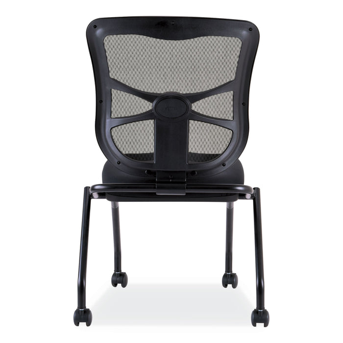 Alera Elusion Mesh Nesting Chairs, Supports Up to 275 lb, 18.1" Seat Height, Black Seat, Black Back, Black Base, 2/Carton