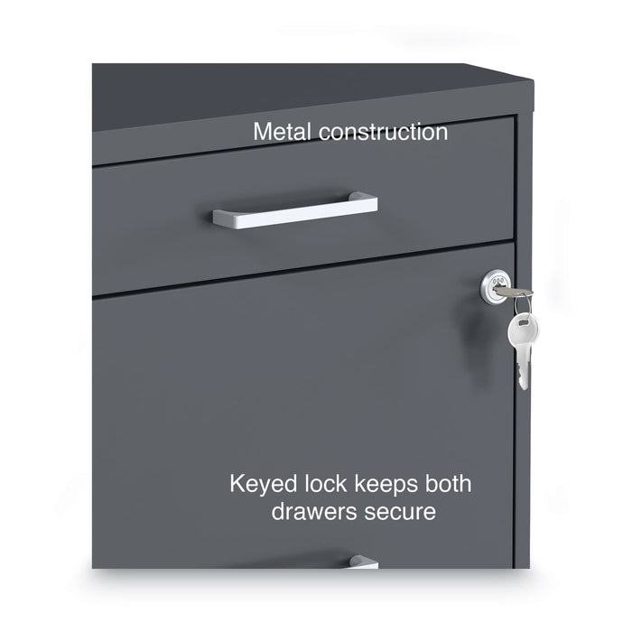 Soho Vertical File Cabinet, 3 Drawers: Pencil/File/File, Letter, Charcoal, 14" x 18" x 26.9"