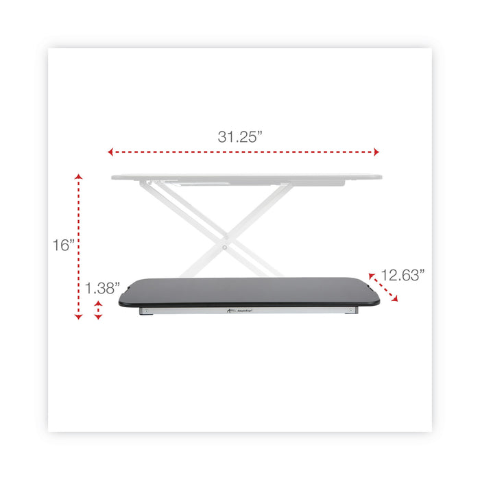 AdaptivErgo Laptop Lifting Workstation, 31.25" x 12.63" x 1.38" to 16", Black/Silver