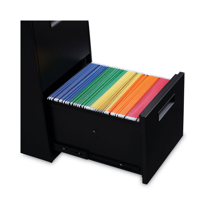 File Pedestal, Left or Right, 2 Legal/Letter-Size File Drawers, Black, 14.96" x 19.29" x 27.75"