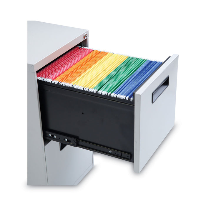 File Pedestal, Left or Right, 2 Legal/Letter-Size File Drawers, Light Gray, 14.96" x 19.29" x 27.75"