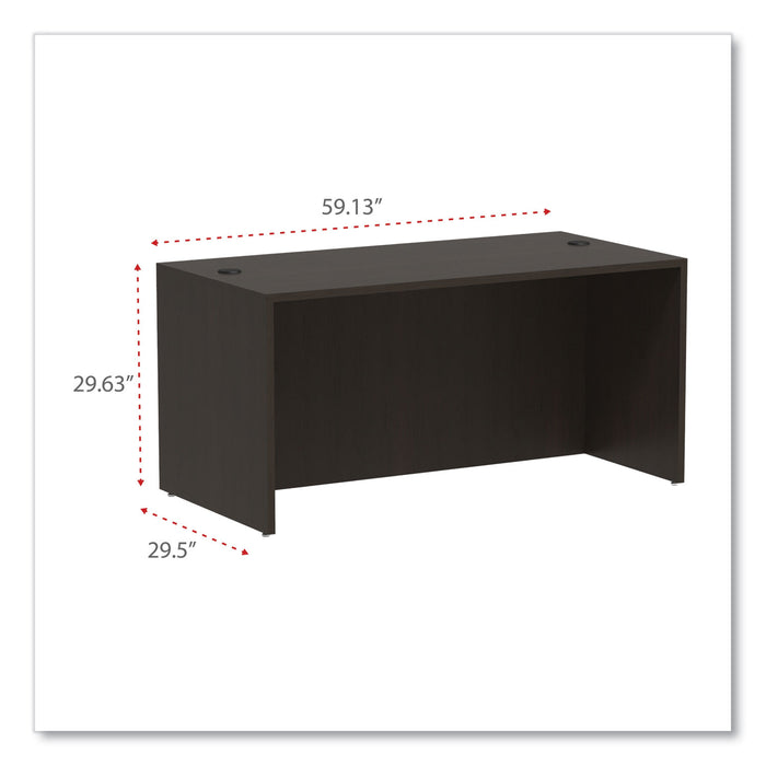 Alera Valencia Series Straight Front Desk Shell, 59.13" x 29.5" x 29.63", Espresso