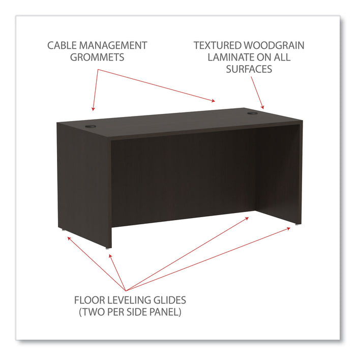 Alera Valencia Series Straight Front Desk Shell, 59.13" x 29.5" x 29.63", Espresso
