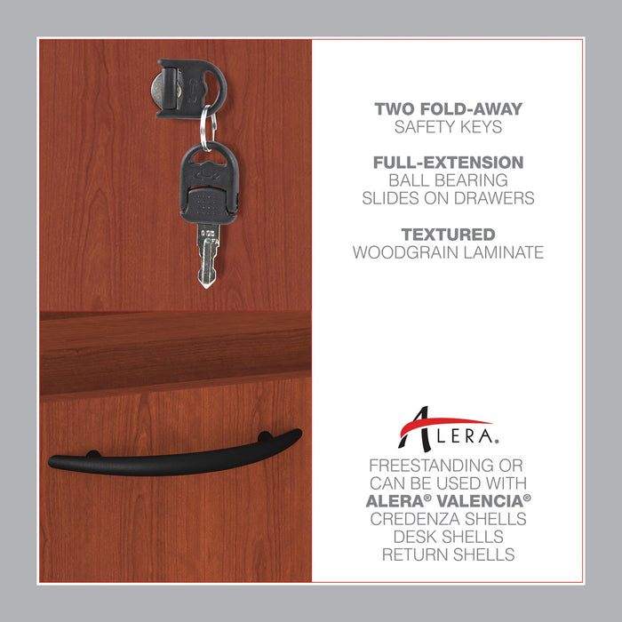 Alera Valencia Series Hanging Pedestal File, Left/Right, 2-Drawer: Box/File, Legal/Letter, Cherry, 15.63 x 20.5 x 19.25