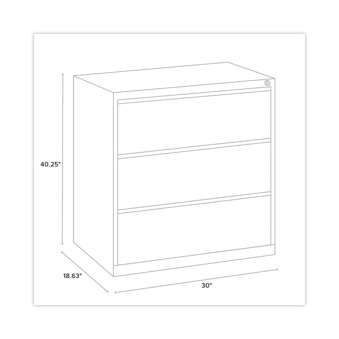 Lateral File, Three Legal/Letter/A4-Size File Drawers, 30" x 18.62" x 40.25", Black
