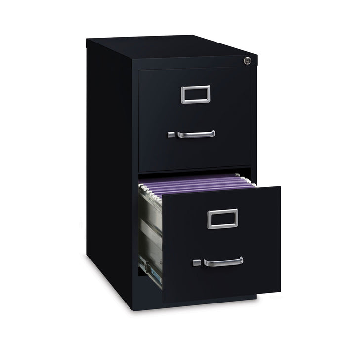 Two-Drawer Economy Vertical File, Letter-Size File Drawers, Black, 15" x 22" x 28.37"