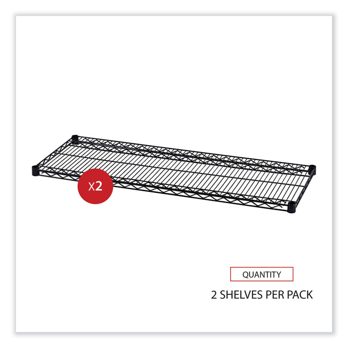 Industrial Wire Shelving Extra Wire Shelves, 48w x 18d, Black, 2 Shelves/Carton