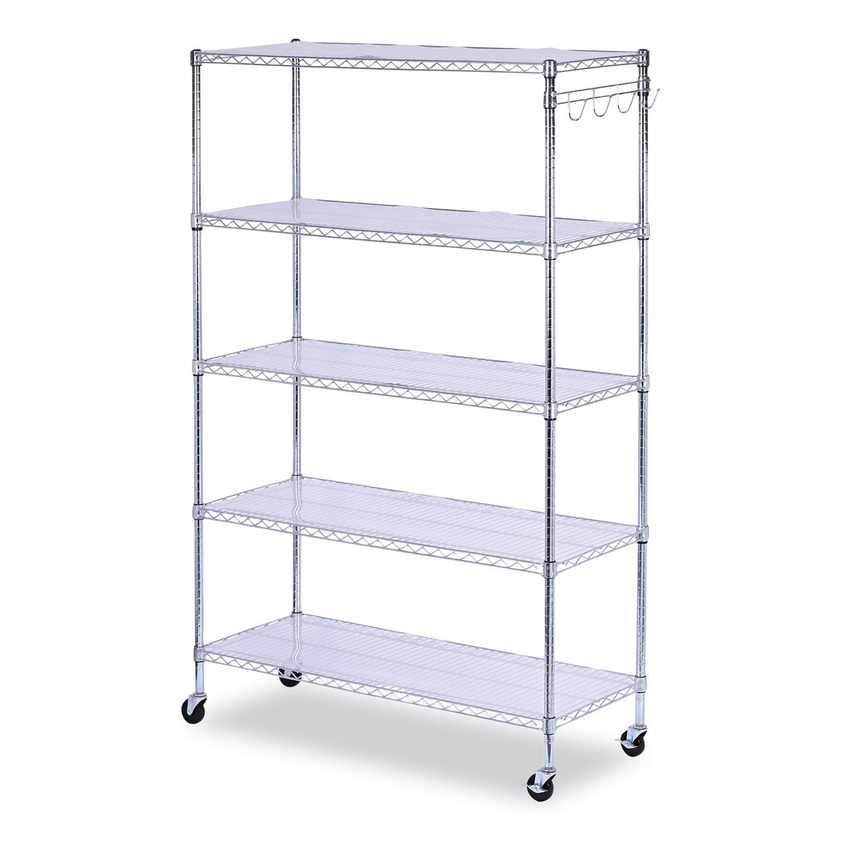 5-Shelf Wire Shelving Kit with Casters and Shelf Liners, 48w x 18d