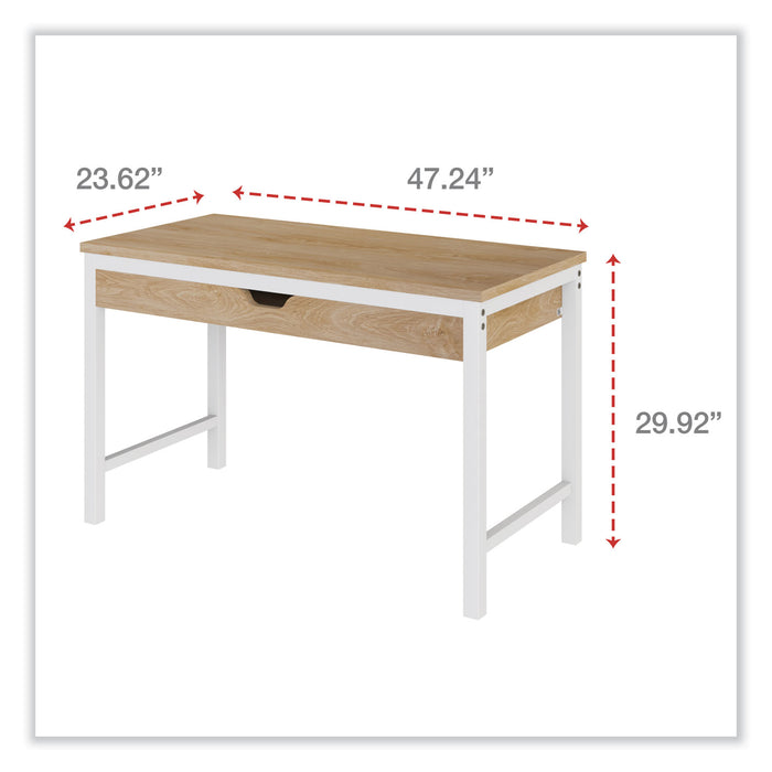 Modern Writing Desk, 47.24" x 23.62" x 29.92", Beigewood/White