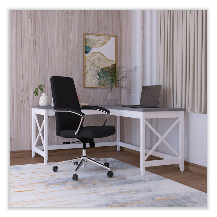 L-Shaped Farmhouse Desk, 58.27" x 58.27" x 29.53", Gray/White