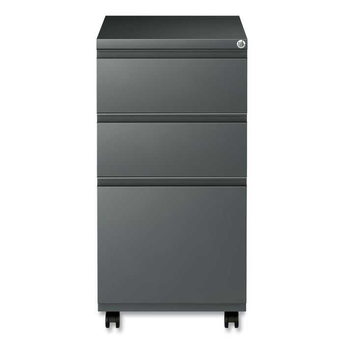 File Pedestal with Full-Length Pull, Left or Right, 3-Drawers: Box/Box/File, Legal/Letter, Charcoal, 14.96" x 19.29" x 27.75"