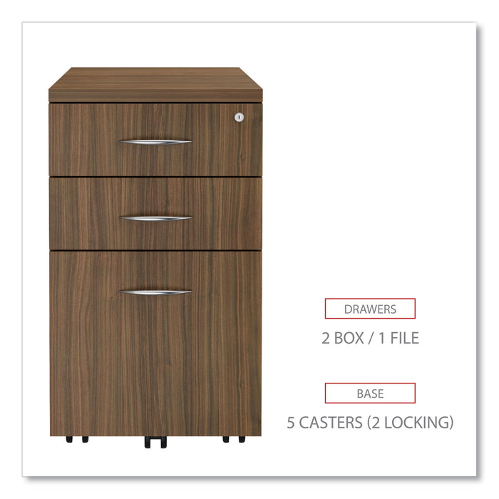 Alera Valencia Series Mobile Pedestal File, Left/Right, 3-Drawer: Box/Box/File, Legal/Letter, Walnut, 15.88 x 20.5 x 28.38
