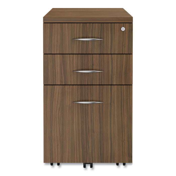 Alera Valencia Series Mobile Pedestal File, Left/Right, 3-Drawer: Box/Box/File, Legal/Letter, Walnut, 15.88 x 20.5 x 28.38