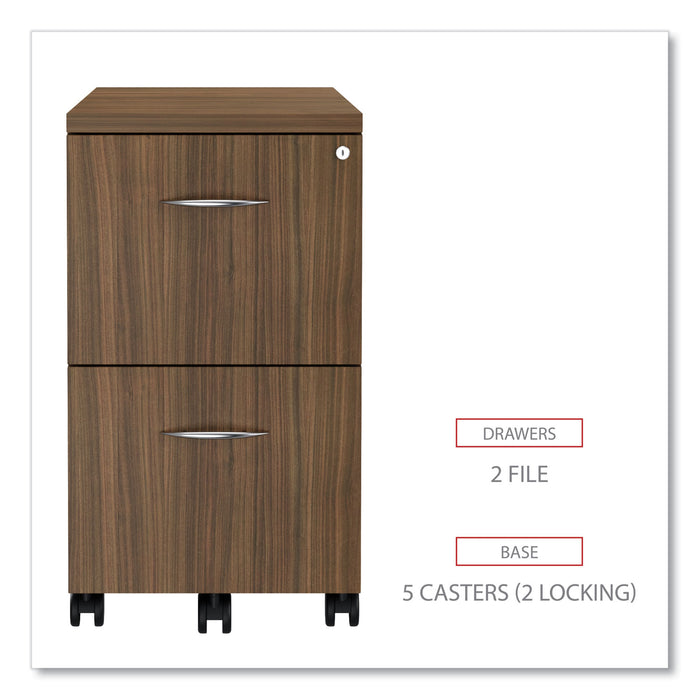 Alera Valencia Series Mobile Pedestal, Left or Right, 2 Legal/Letter-Size File Drawers, Modern Walnut, 15.38" x 20" x 26.63"