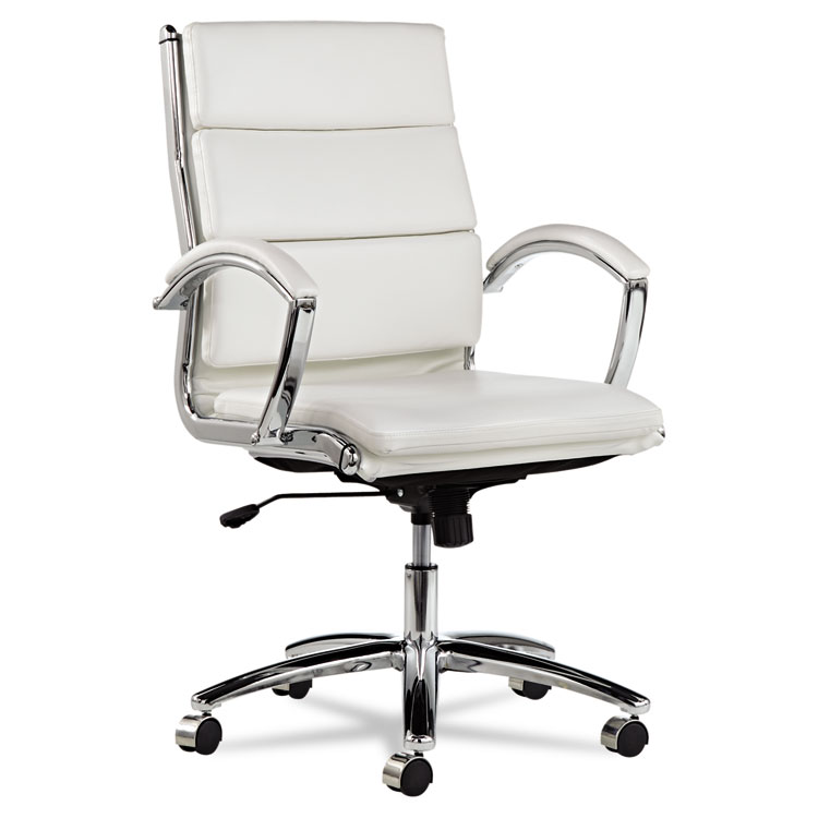 Alera Neratoli Mid Back Swivel Tilt, White Leather Computer Chair