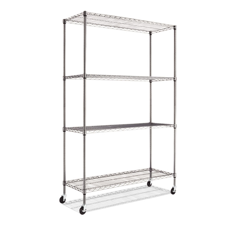 Alera Complete Wire Shelving Unit W, 4 Pack Caster Wheels For Wire Shelving Units