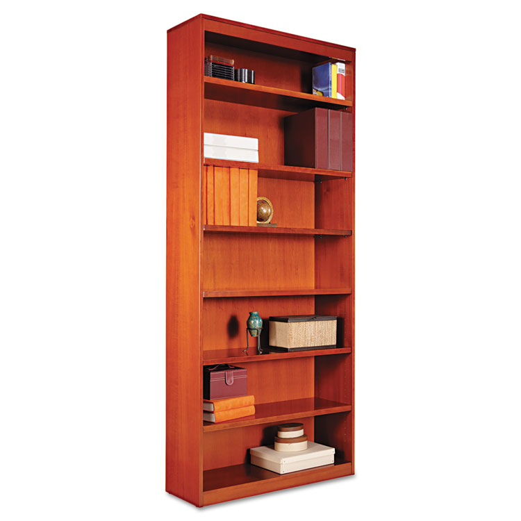 Alera Square Corner Wood Bookcase, 2 Shelf Cherry Bookcase