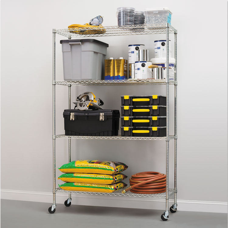 Alera Complete Wire Shelving Unit W, Metal Shelving Unit With Casters