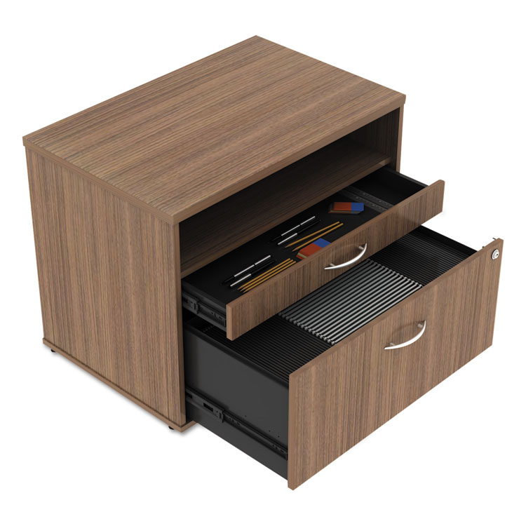 Open Office Series Low File Cabinet, Walnut File Cabinet Credenza